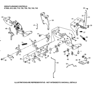 Kt730-3063 Engine Controls Diagram and Parts List for KT730-3063  Cub Cadet Lawn Tractor